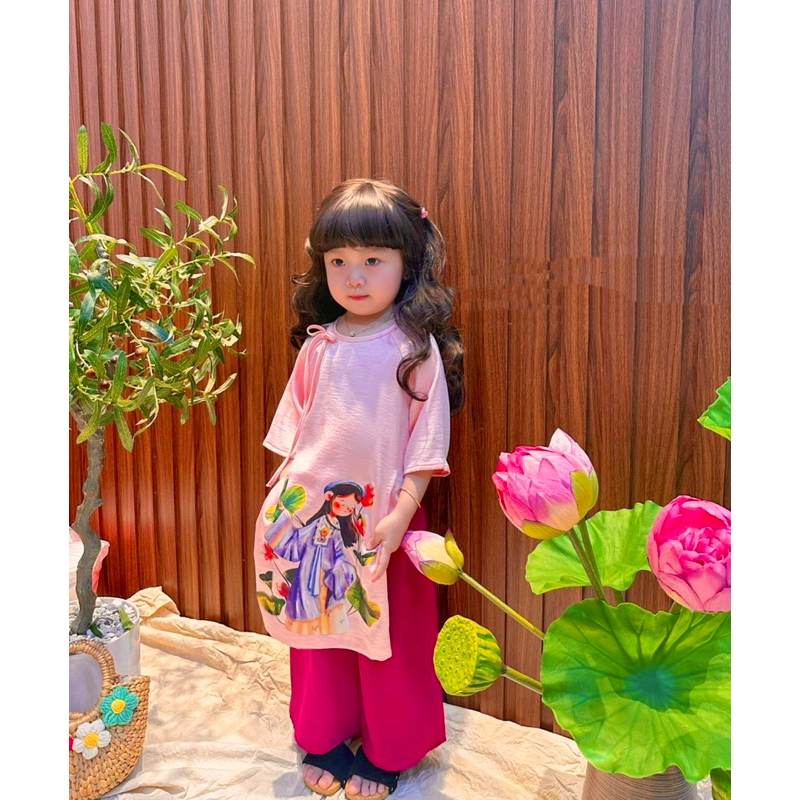 Áo dài cô cám buộc vai bé gái