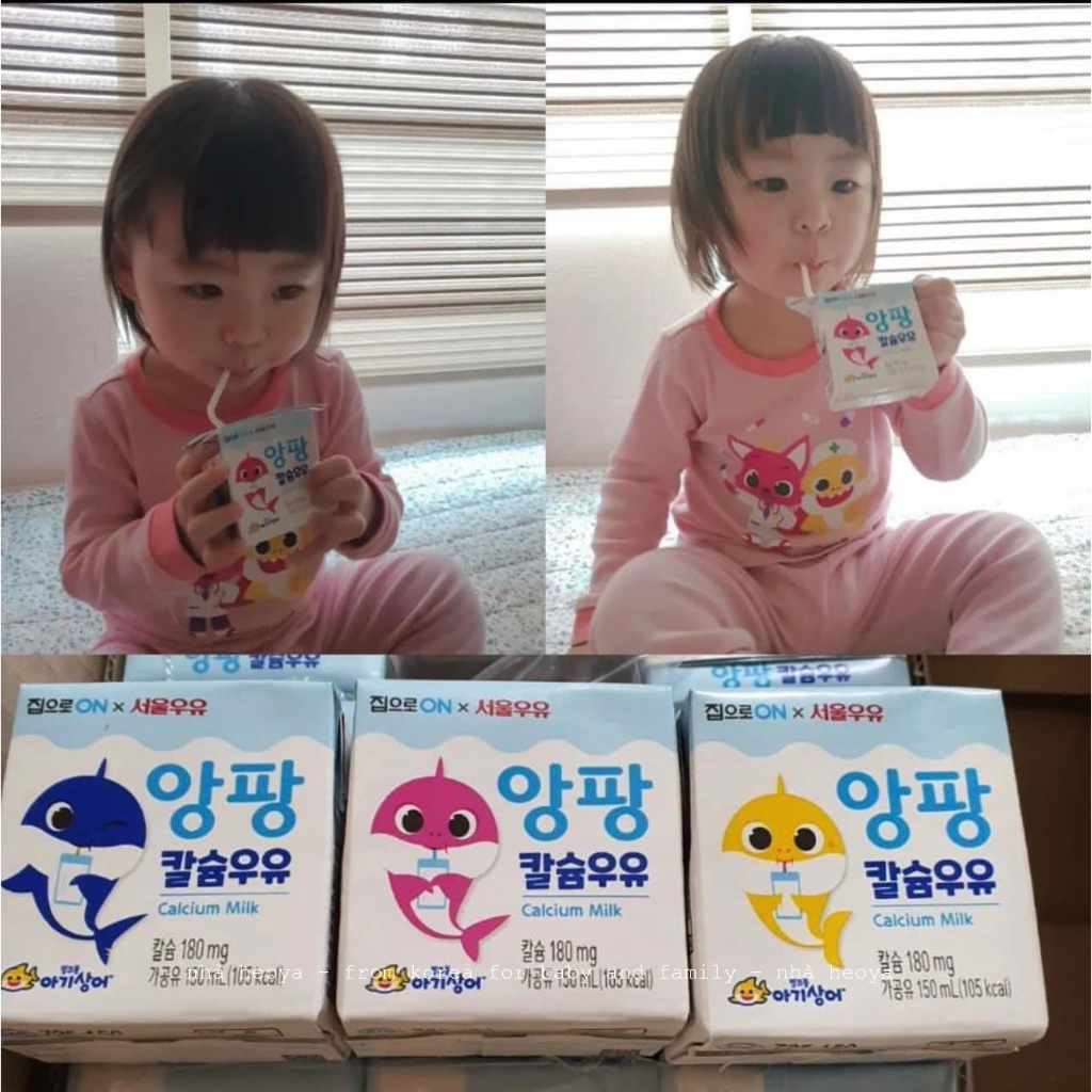 <Date mới nhất/THÙNG 24 HỘP> SỮA TƯƠI TIỆT TRÙNG PINKFONG BABY SHARK SEOUL MILK