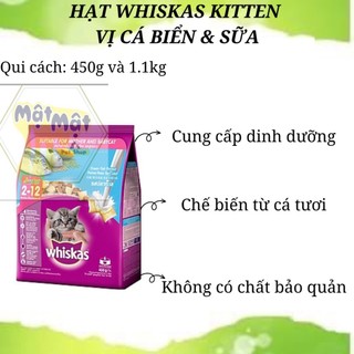 Thức ăn mèo con vị sữa- cá biển whiskas 1.1kg