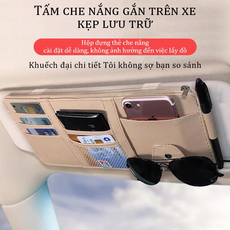 Túi kẹp tấm chắn nắng ô tô YIPAUTO Túi nhiều ngăn treo tấm chắn nắng Ví kẹp chắn nắng ô tô