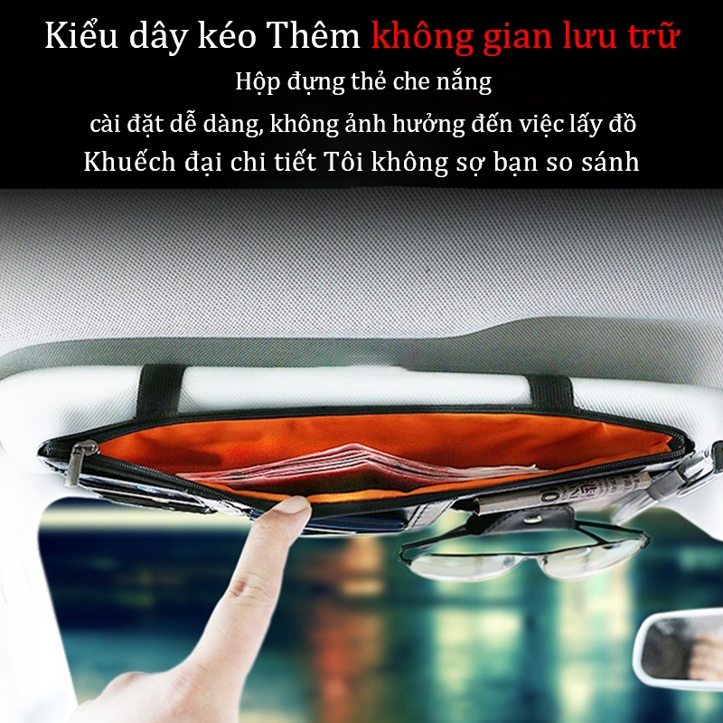 Túi kẹp tấm chắn nắng ô tô YIPAUTO Túi nhiều ngăn treo tấm chắn nắng Ví kẹp chắn nắng ô tô