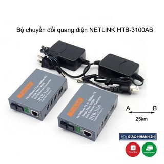 Bộ Chuyển Đổi Quang Điện NetLink HTB-3100 A/B 100Mbps 1 Sợi 1 Cổng LAN,Truyền 25km, Kèm 2c Adapter