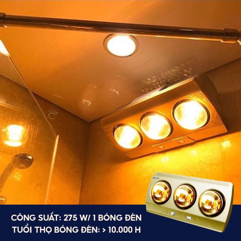 Đèn sưởi nhà tắm CAO CẤP KOTMANN , Đui sứ, bóng tráng kim cương nhân tạo - [BH 1 NĂM]