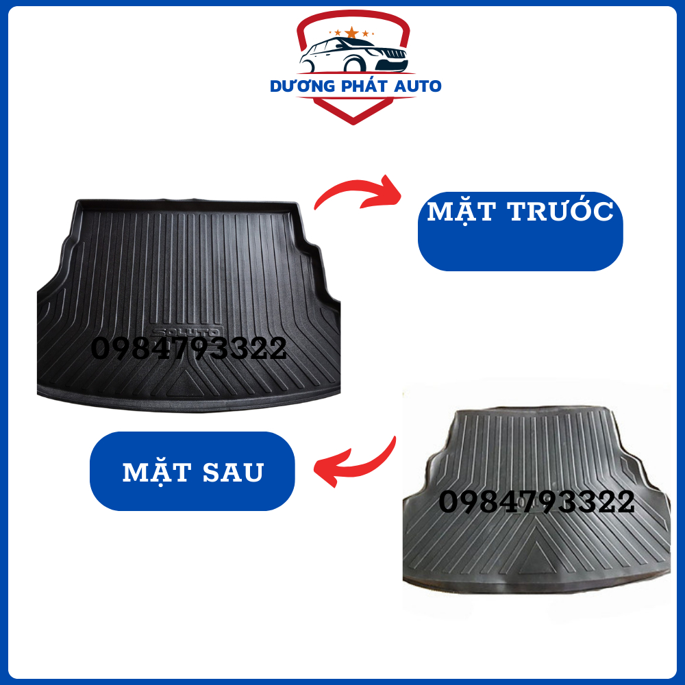 Lót cốp nhựa dẻo xe Kia SOLUTO 2019- 2020- 2021- 2022- 2023 Hàng cao cấp không mùi, chống bám nước, vừa khít xe