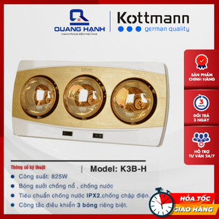 Đèn sưởi nhà tắm 3 bóng treo tường Kottmann K3B-H K3BH - Bảo hành 3 năm chính hãng