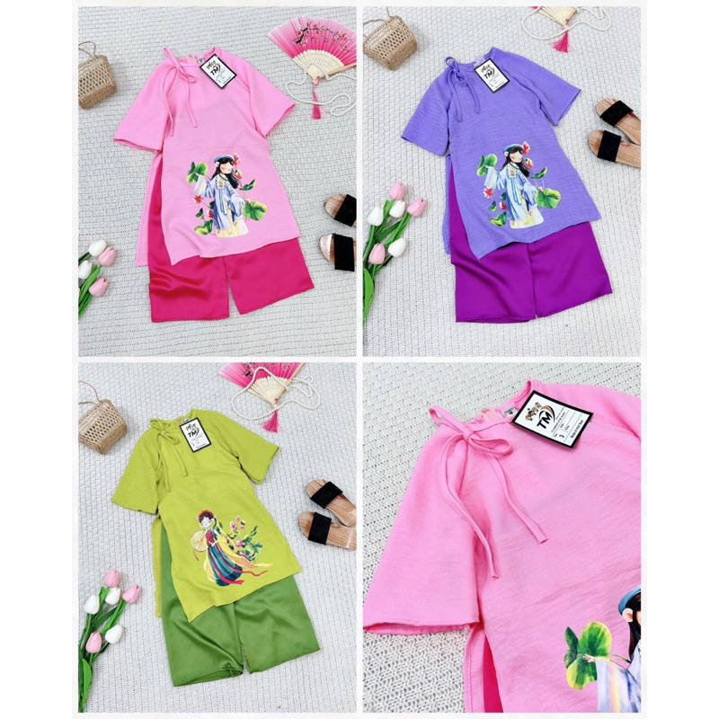 Áo dài cô cám buộc vai bé gái