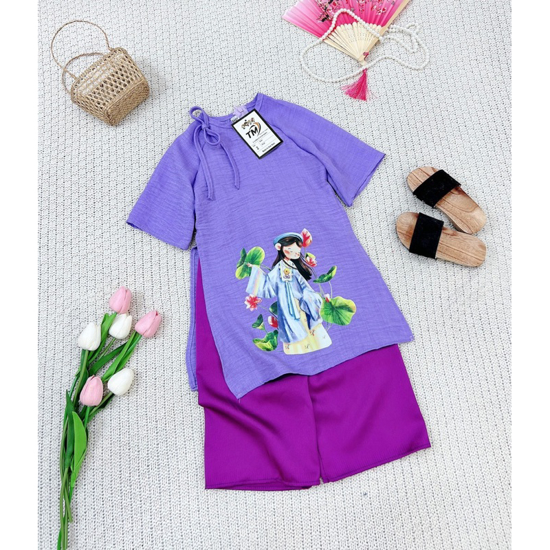 Áo dài cô cám buộc vai bé gái