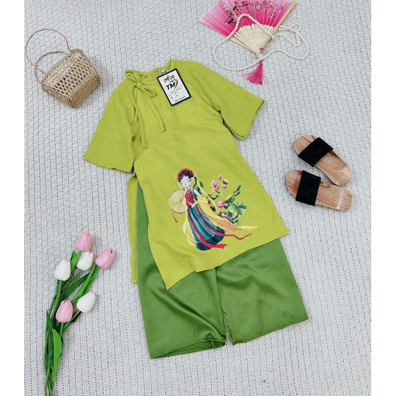 Áo dài cô cám buộc vai bé gái