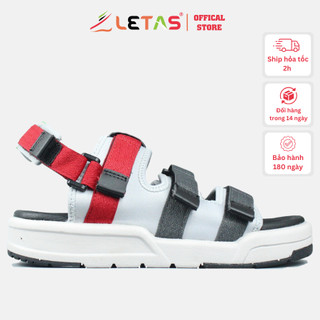 Giày sandal nam nữ unisex letas D1001, dép quai hậu 3 quai, xăng đan đi học đi chơi màu đỏ tro