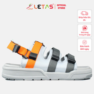 Giày sandal nam nữ unisex Letas D1001, dép quai hậu đế cao 3cm, xăng đan 3 quai đi học màu cam tro