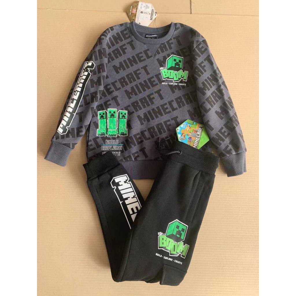 1311- Bộ MineCraft nhiều chữ quần jogger túi hộp cho bé