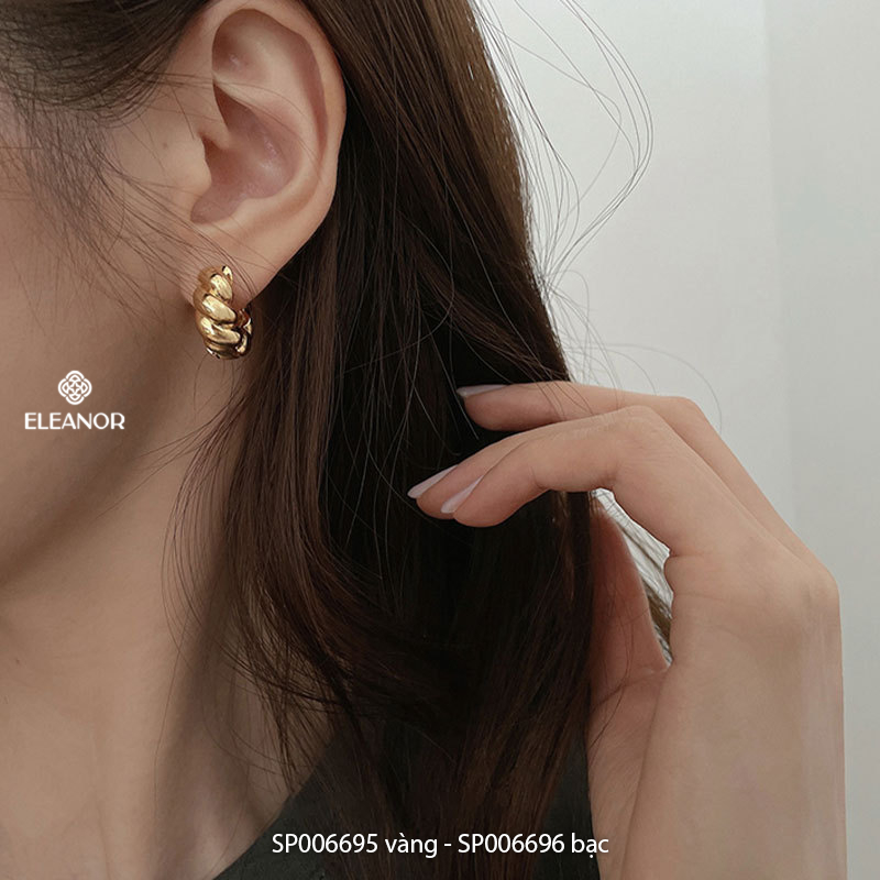 Bông tai nữ chuôi bạc 925 Eleanor Accessories basic dáng tròn phụ kiện trang sức 4874