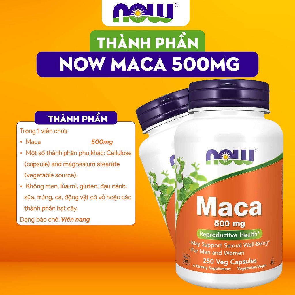 Combo hỗ trợ tăng cường sinh lý, cải thiện chức năng sụn khớp Maca + UC II Now Foods