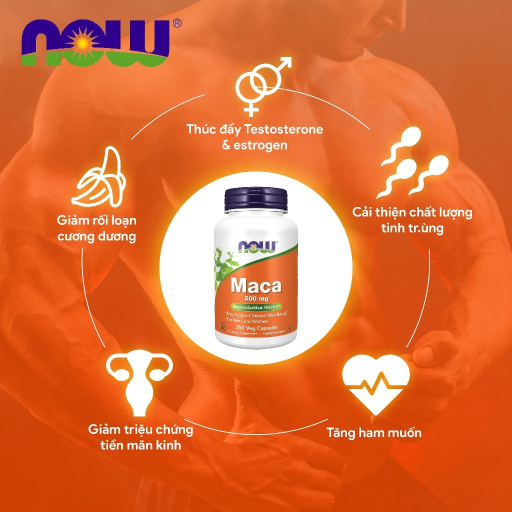 Combo hỗ trợ tăng cường sinh lý, cải thiện chức năng sụn khớp Maca + UC II Now Foods