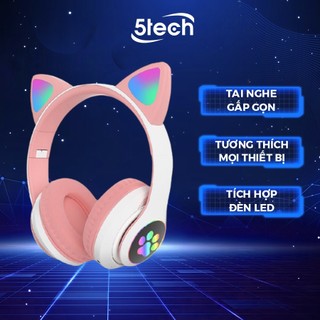 Tai nghe bluetooth chụp tai không dây B39B hình chân mèo cute dễ thương, có mic ,đèn led siêu đẹp