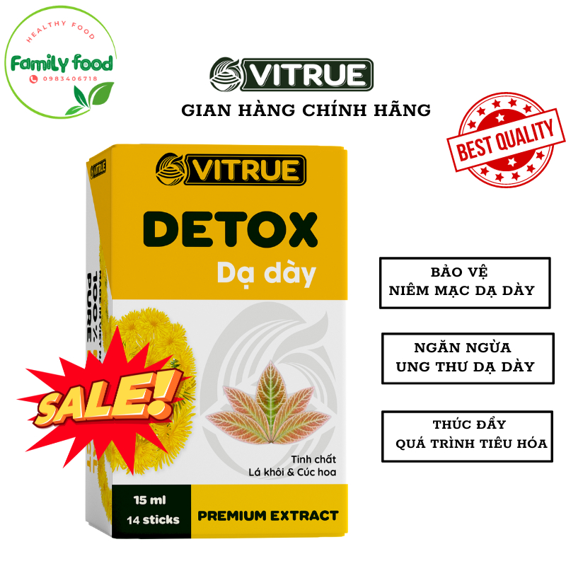 Vitrue Detox Dạ Dày, Giảm Đầy Hơi, Khó Tiêu - 100% Thảo Dược