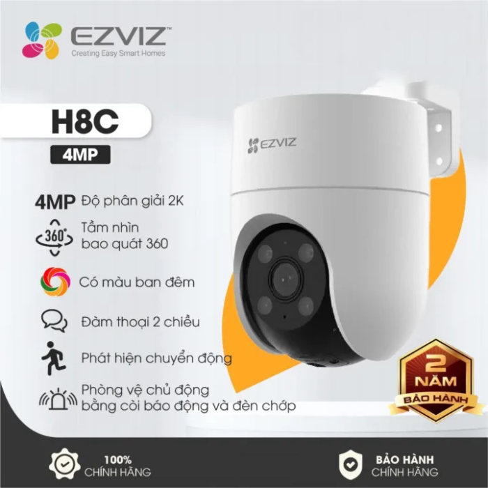 Camera ngoài trời Wifi EZVIZ H8C đàm thoại 2 chiều, có màu ban đêm - TRANGIATELECOM