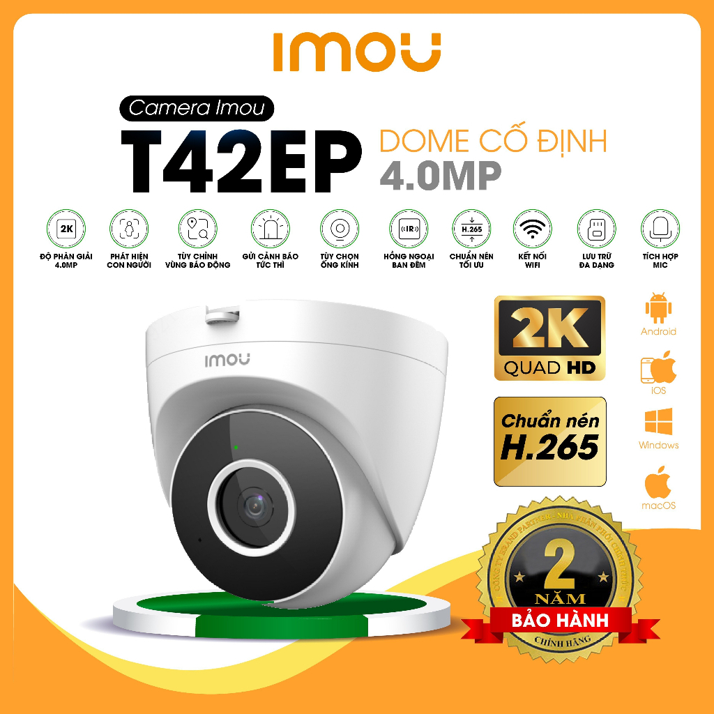 Camera Wifi IMOU trong nhà T22EP 2MP, T42EP 4MP có mic thu âm - TRANGIATELECOM