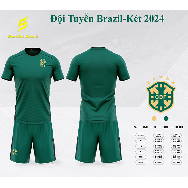 Bộ Thể Thao Bóng Đá Đấu Đội Tuyển Brazil - Euro 2024
