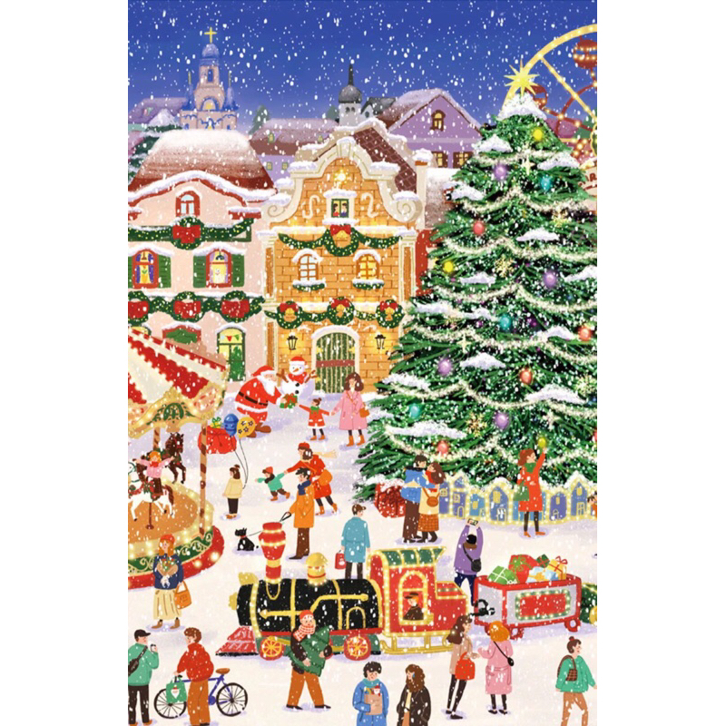 Xếp hình noel hãng Toi thành phố lãng mạn 1000 mảnh romantic city có hình cây thông noel giáng sinh