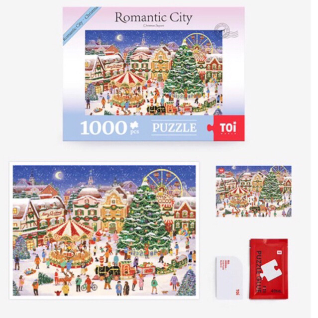 xếp hình noel hãng Toi thành phố lãng mạn 1000 mảnh romantic city có hình cây thông noel giáng sinh