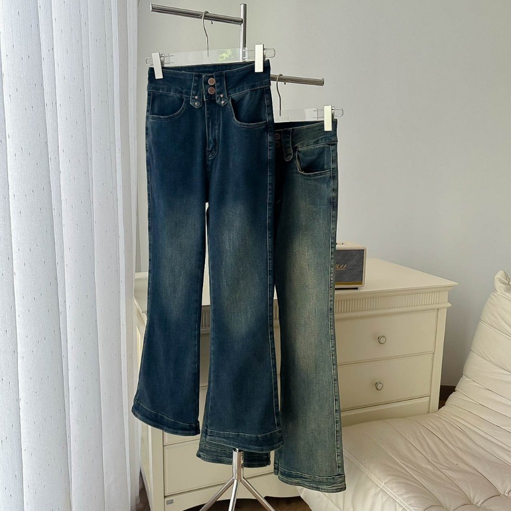 Quần Jeans Ống Loe Thiết Kế 2 Khuy Cách Điệu MYAN DESIGN Q102308