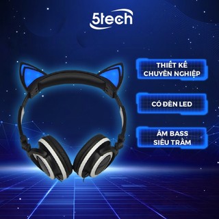 Tai nghe chụp tai mèo Headphone dễ thương có đèn led và dây cao cấp
