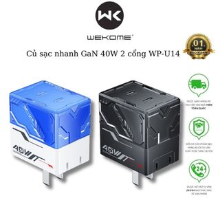 Củ sạc nhanh 2 cổng 40w sạc gan wekome wp-u14 sạc nhanh, nhiều thiết bị cùng lúc, an toàn bền đẹp
