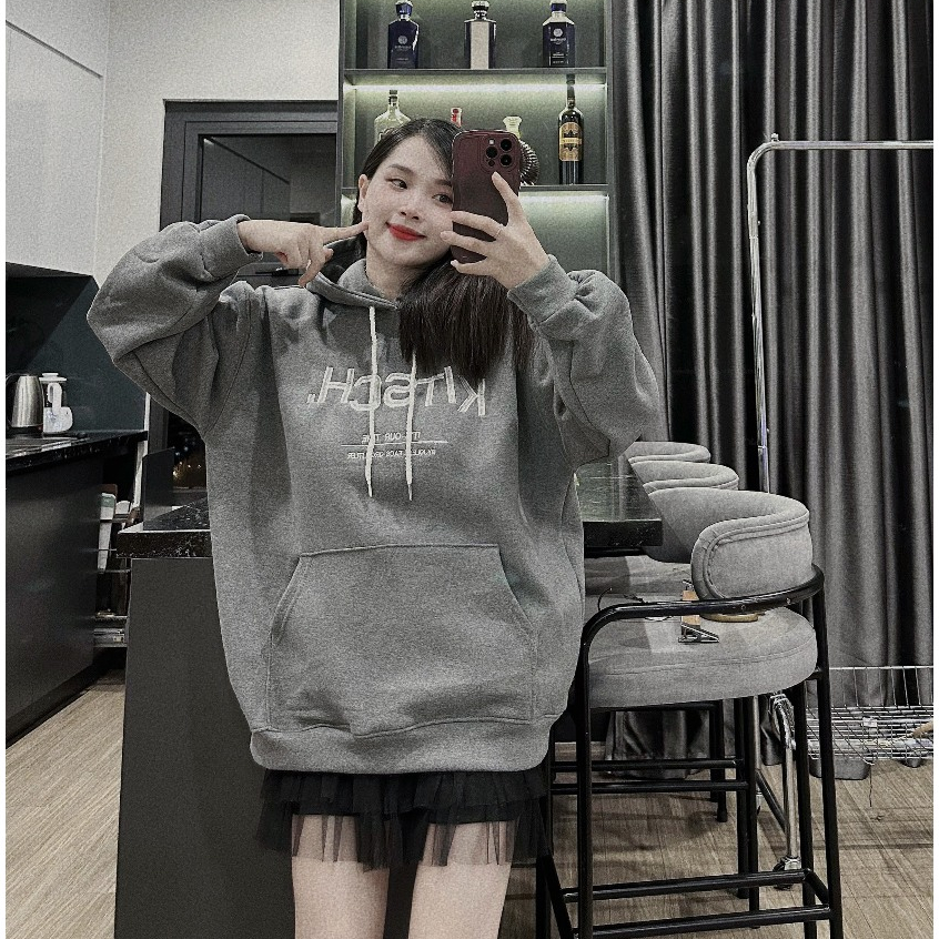 Áo hoodie unisex nỉ bông cao cấp form rộng, áo hoodie hai lớp KITSCH kiểu dáng dễ thương