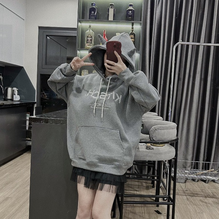 Áo hoodie unisex nỉ bông cao cấp form rộng, áo hoodie hai lớp KITSCH kiểu dáng dễ thương