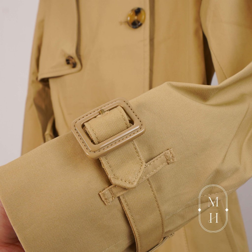 Áo khoác nữ / áo dạ măng tô Mango xuất dư xịn chất kaki dáng dài có khuy gài cổ áo