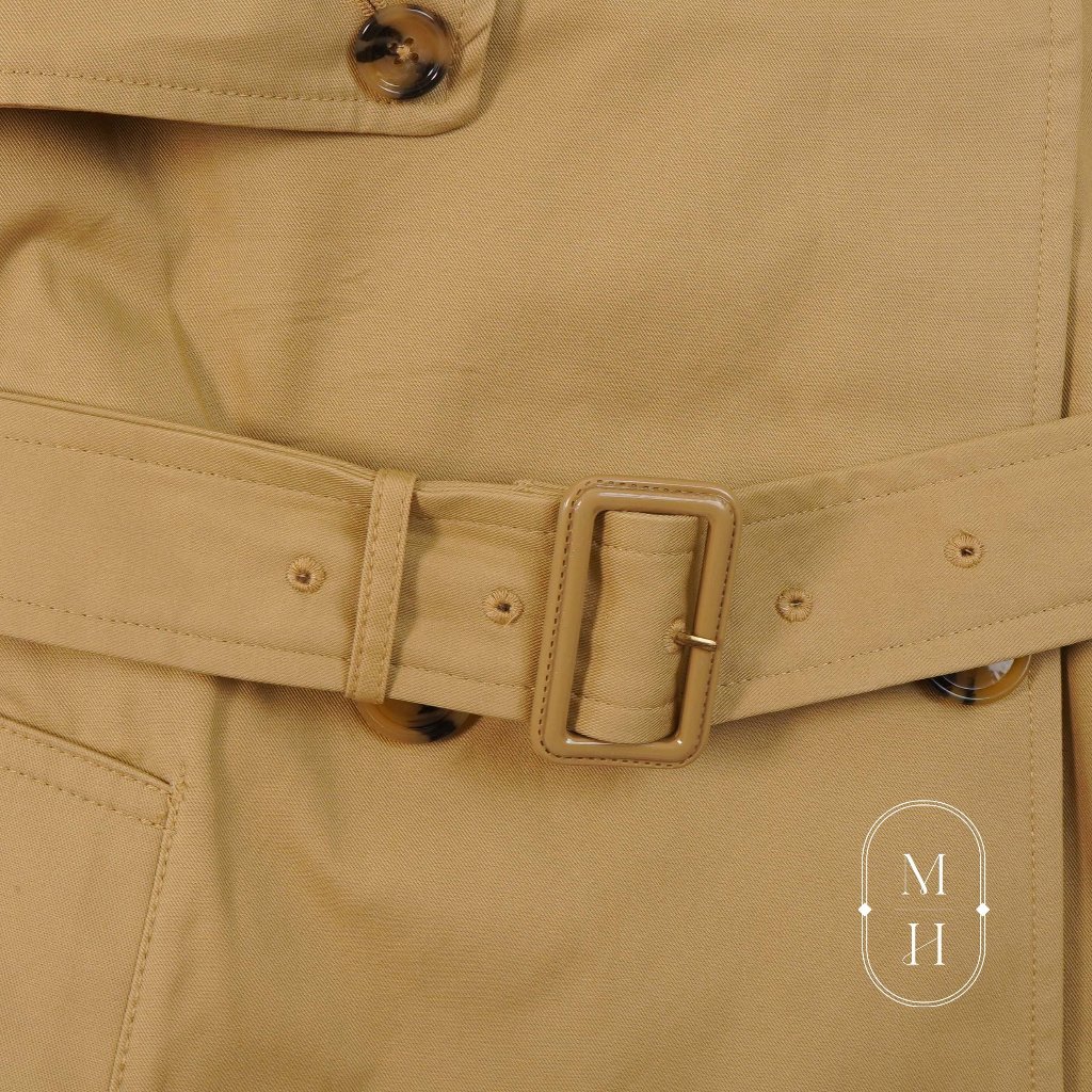 Áo khoác nữ / áo dạ măng tô Mango xuất dư xịn chất kaki dáng dài có khuy gài cổ áo