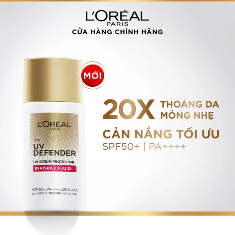 Kem chống nắng L'Oreal x20 UV Defender Invisible Fluid SPF50+ PA++++