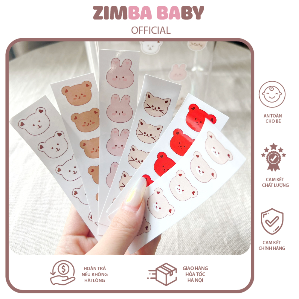 Sticker dán bình sữa Đồ dùng cho bé Có chống nước Chịu nhiệt máy tiệt trùng Hình dán ngộ nghĩnh đáng yêu Zimbababy