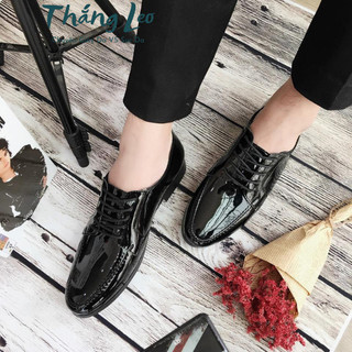 Giày tây nam màu đen công sở buộc dây da PU hàng Kỹ trơn cực đẹp giầy oxfords nam da bóng size 38-43