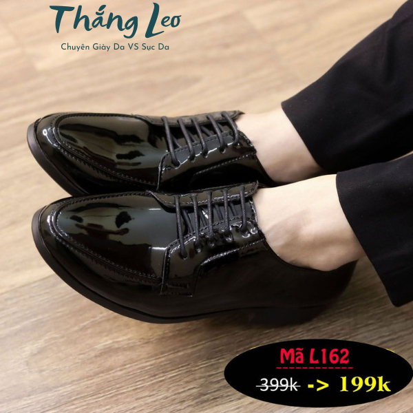 Giày tây nam màu đen công sở buộc dây da PU hàng Kỹ trơn cực đẹp giầy oxfords nam da bóng size 38-43