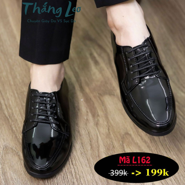 Giày tây nam màu đen công sở buộc dây da PU hàng Kỹ trơn cực đẹp giầy oxfords nam da bóng size 38-43