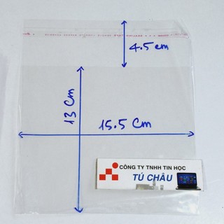 Túi nilon keo dán OPP trong suốt (Rộng X Dài): 15.5Cm X 13Cm (Không tính keo dán 4.5Cm)