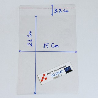 Túi nilon keo dán OPP trong suốt (Rộng X Dài): 15Cm X 21Cm (Không tính keo dán 3.2Cm)