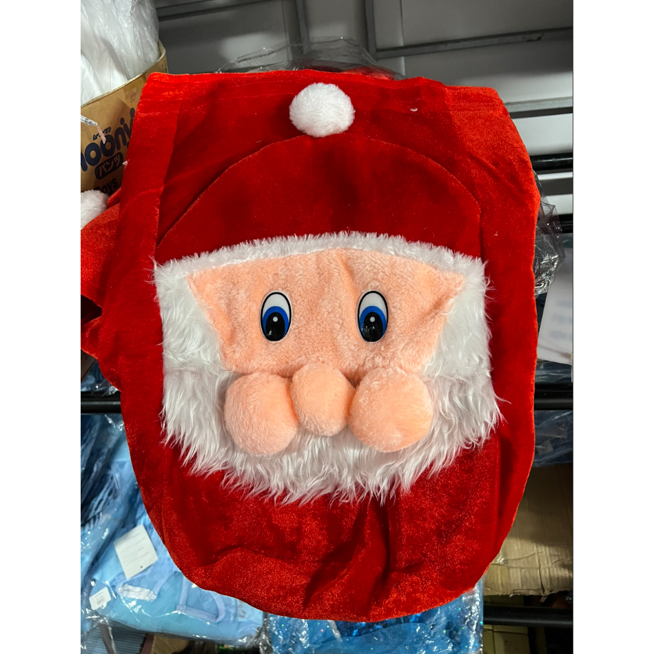 Túi đựng quà ông già Noel có dây rút - Trang phục túi quà giáng sinh vải nỉ nhung E1499