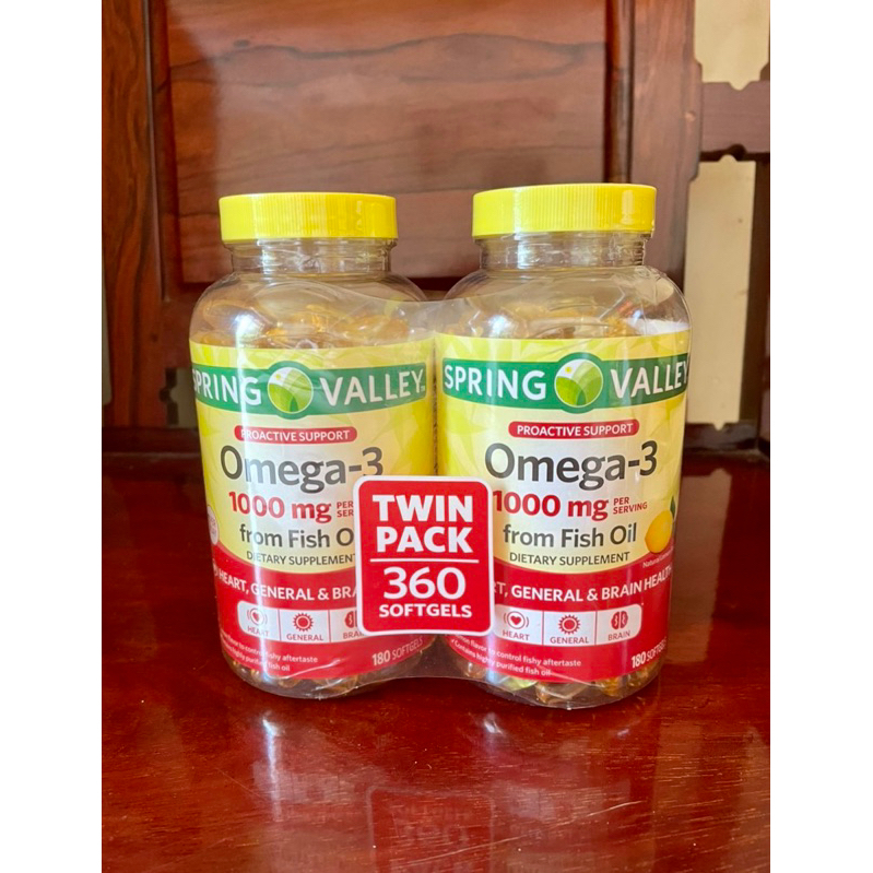 Dầu cá Omega 3 Spring Valley Fish Oil 1000mg Hương Chanh 180v DATE 2025