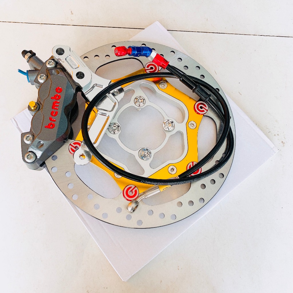 ⭐Bộ Combo Phanh trước xe VARIO CLICK VISION ⭐Heo Rembo 4pis + đĩa overside khoen nhôm + dây dầu đầu nhôm 45 độ + pad cnc