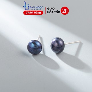 Bông tai nụ nhỏ xinh ngọc trai nuôi nước ngọt màu xanh đen - B2510.Den - Bảo Ngọc Jewelry