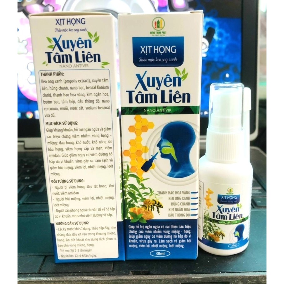 xịt họng keo ong Xuyên tâm Liên Hỗ trợ phòng ngừa các vấn đề về hô hấp ,người có miễn dịch kém chai 30ml