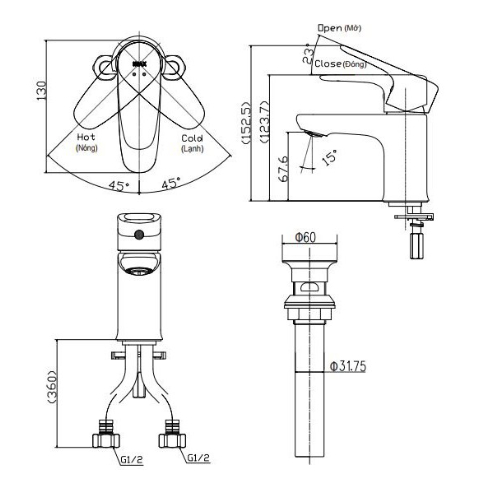 Vòi chậu cao cấp giá TỐT- CHÍNH HÃNG INAX LFV-1112S