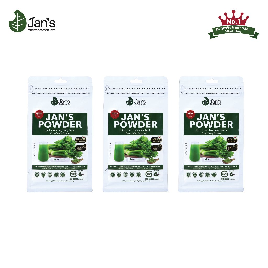 Bột cần tây Jan's Farmmades nguyên chất sấy lạnh túi 60g