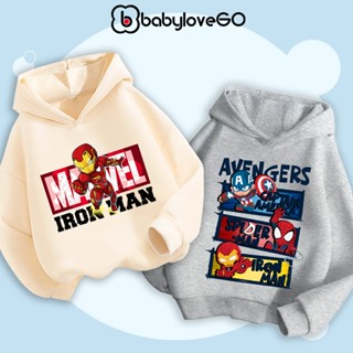 Áo hoodie bé trai BabyloveGO 2025 áo nỉ cho bé có mũ size 10kg đến 35kg in hình siêu anh hùng