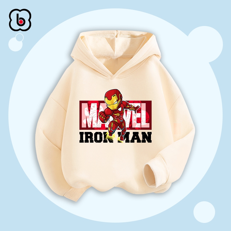 Áo hoodie bé trai BabyloveGO 2024 áo nỉ cho bé có mũ size 10kg đến 35kg in hình siêu anh hùng
