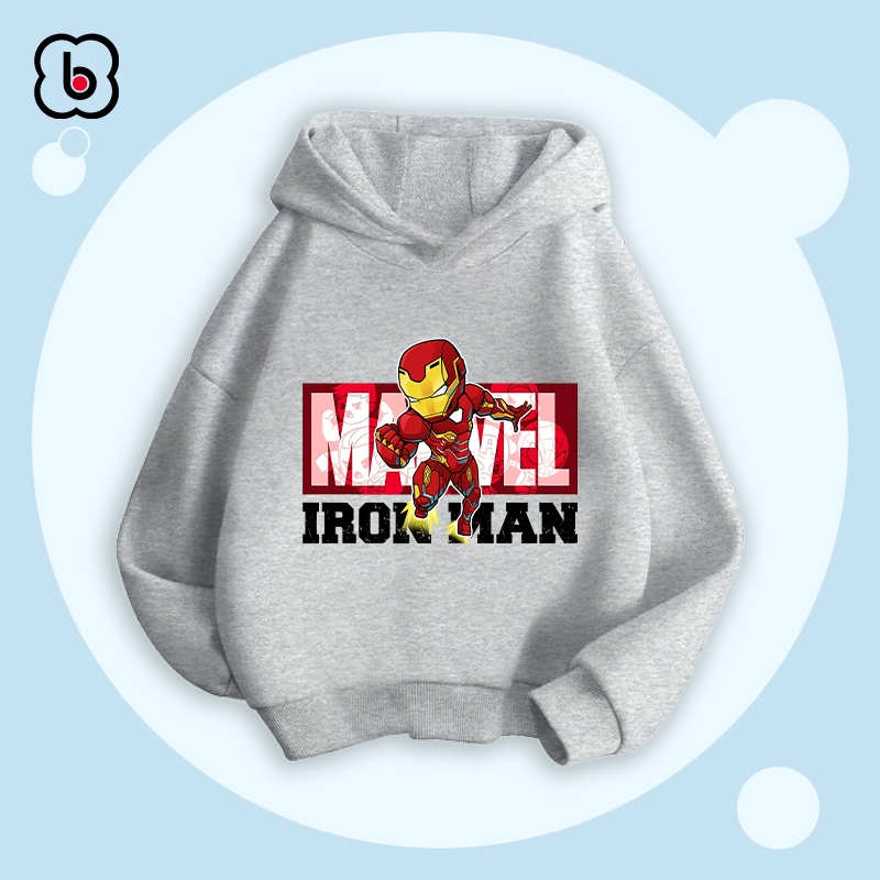 Áo hoodie bé trai BabyloveGO 2024 áo nỉ cho bé có mũ size 10kg đến 35kg in hình siêu anh hùng