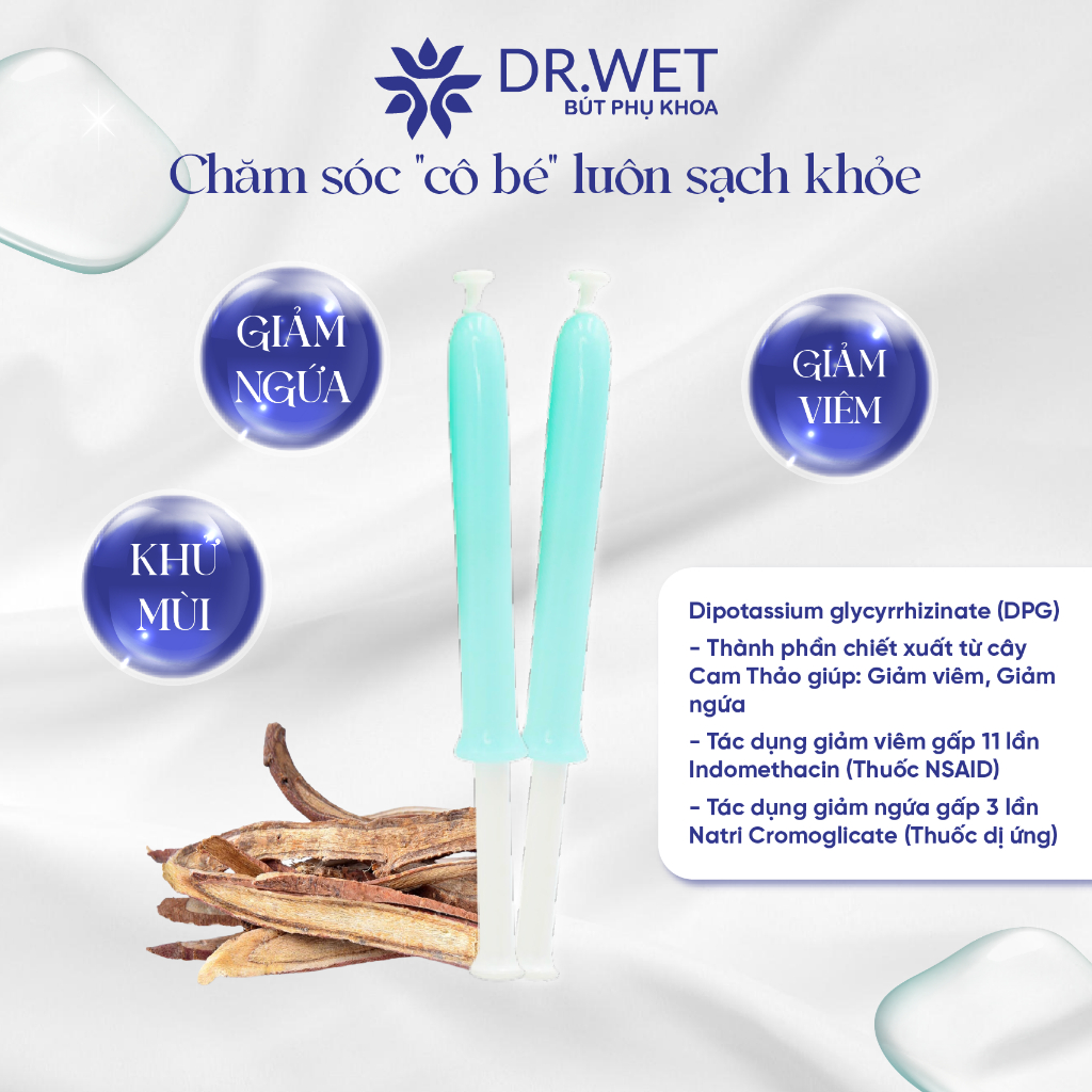 Inner Gel DR.WET Đũa Thần Giúp Cân Bằng Độ pH, Giảm Mùi Hôi, Dưỡng Ẩm Và Làm Hồng, Hộp 5 Bút